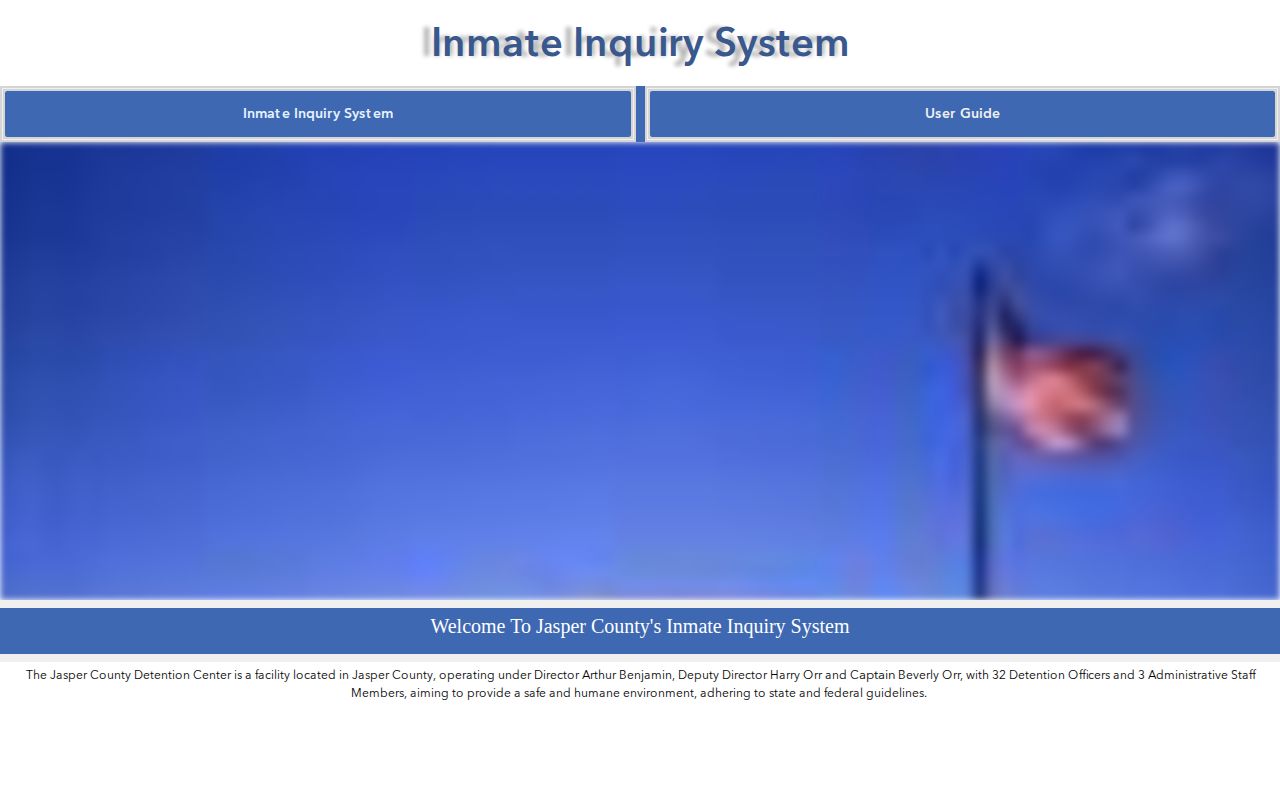 Jasper County current detention roster search interface