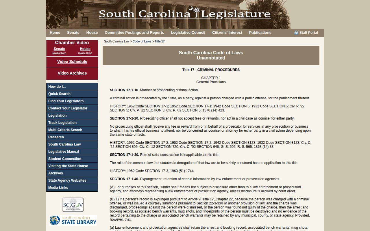 South Carolina law for Jasper County booking records