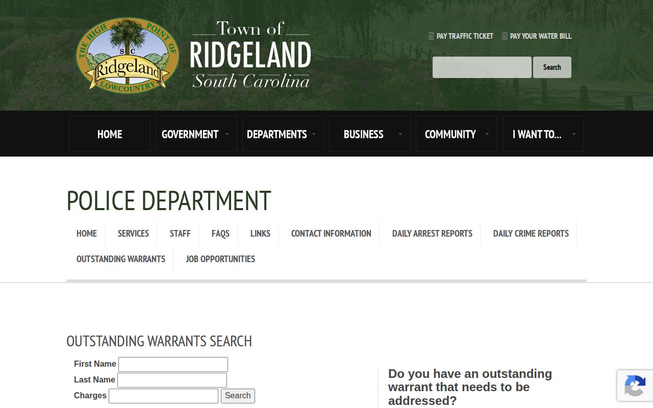 Ridgeland municipal outstanding-warrants search for Jasper County record questions