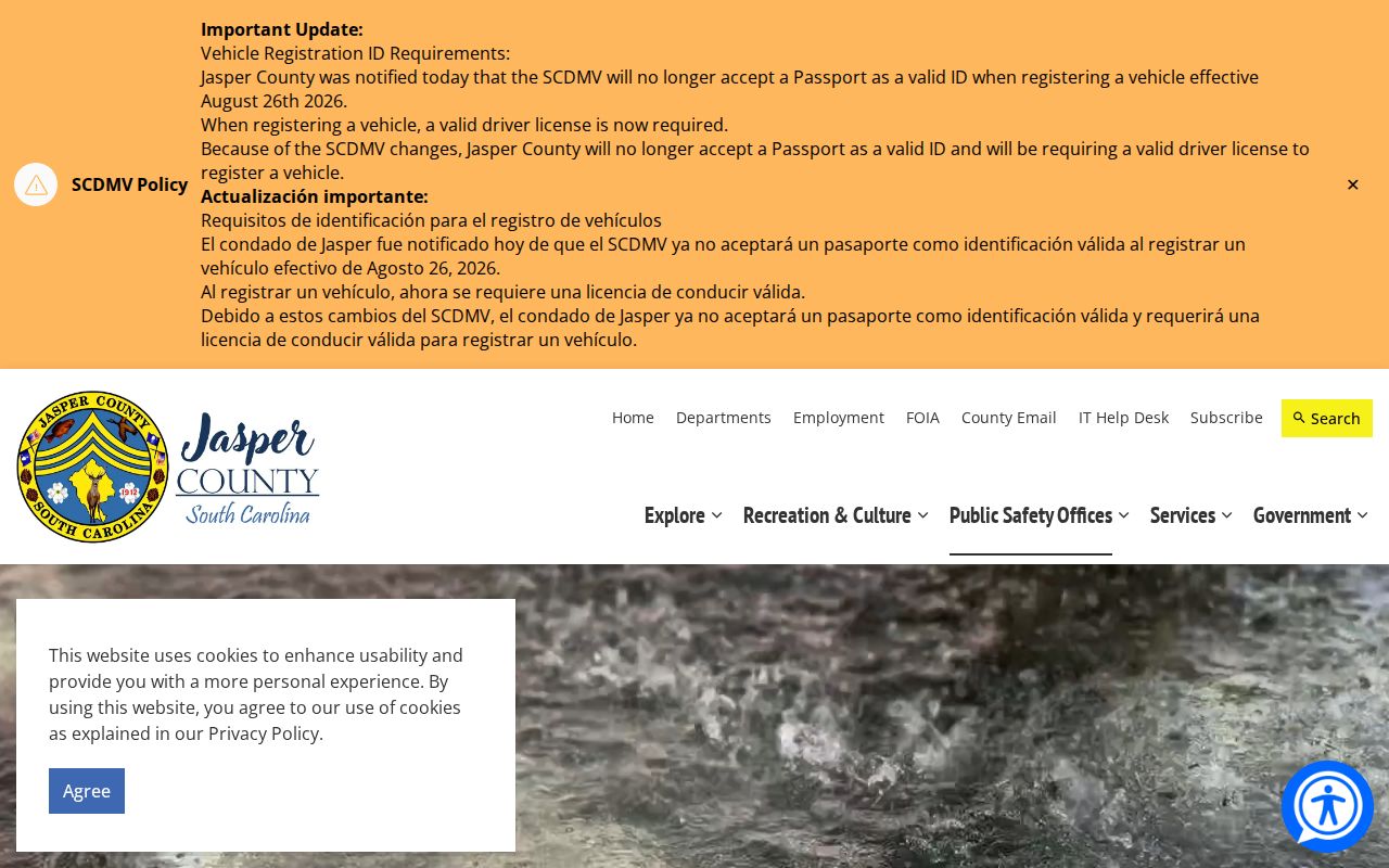 Jasper County warrant-check instruction on the Sheriff's Office record page